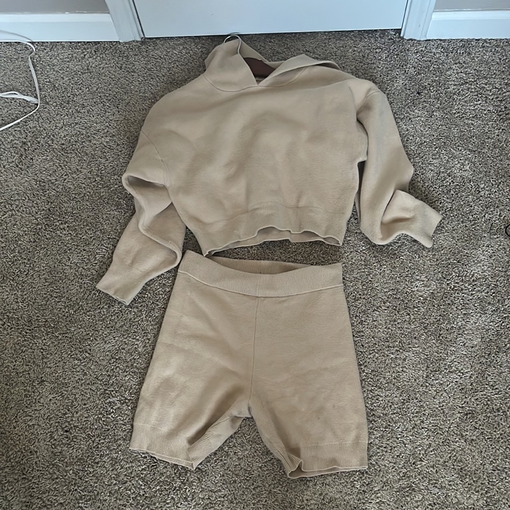 ASOS nude jumper and bike short set